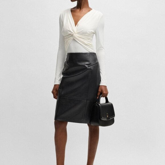 Hugo Boss Dresses & Skirts - HUGO BOSS Leather Skirt SELRITA Black Size 6 Slim Fit Classy Edgy Sophisticated